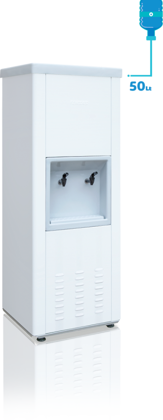 50 litre 304 CR-Ni kaynaklı iç kazanı ve uzun ömürlü galvaniz üzeri elektrostatik boyalı veya CR-Ni dış yüzeye sahip su sebili. Enjeksiyon baskılı poliüretan yalıtım sayesinde ısı kaybı minimum seviyededir. P.S poliüretan yalıtımlı kapak kullanılarak dayanıklılığı artırılmıştır. Şebekeye bağlanabilen veya dökme su ile kullanılabilen şamandıralı sisteme sahiptir. Manuel termostat ile su sıcaklığı kolayca kontrol edilebilir. Ayarlanabilir rotil ayak sistemi sayesinde montaj kolaydır. Uzun ömürlü çevirmeli musluk sistemi bulunur. Türkiye genelinde yaygın servis ağına sahip olup, 2 yıl garantilidir. ISO 9001 ve CE belgelerine sahiptir. Arıtma montajı kolaylıkla yapılabilir.(50LT SU SEBİLİ, sanayi tipi su sebili)